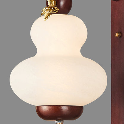 Modern Chinese Oak Element Gourd Shape LED Wall Sconce Lamp