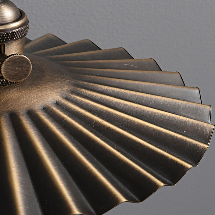 All Copper Round Pleats 1-Light Wall Sconce Lamp