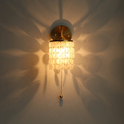 Round Shell Crystal Iron Frame 1-Light Wall Sconce Lamp