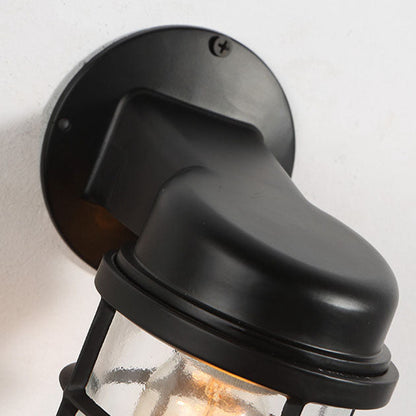 Colonial Cylinder Iron Glass 1-Light Wall Sconce Lamp
