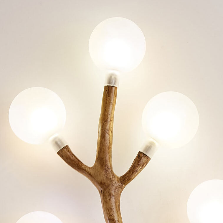 Traditional Tree Fork Resin Glass 7-Light Wall Sconce Lamp