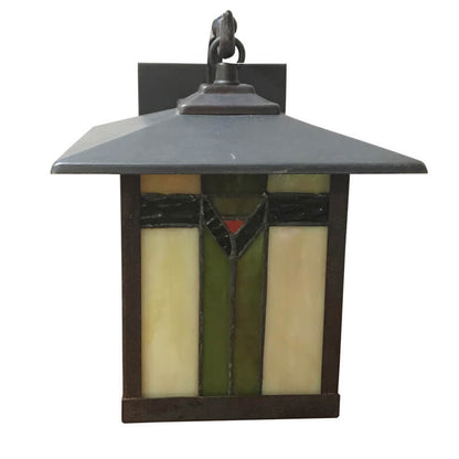 Tiffany House Iron Stained Glass 1-Light Wall Sconce Lamp