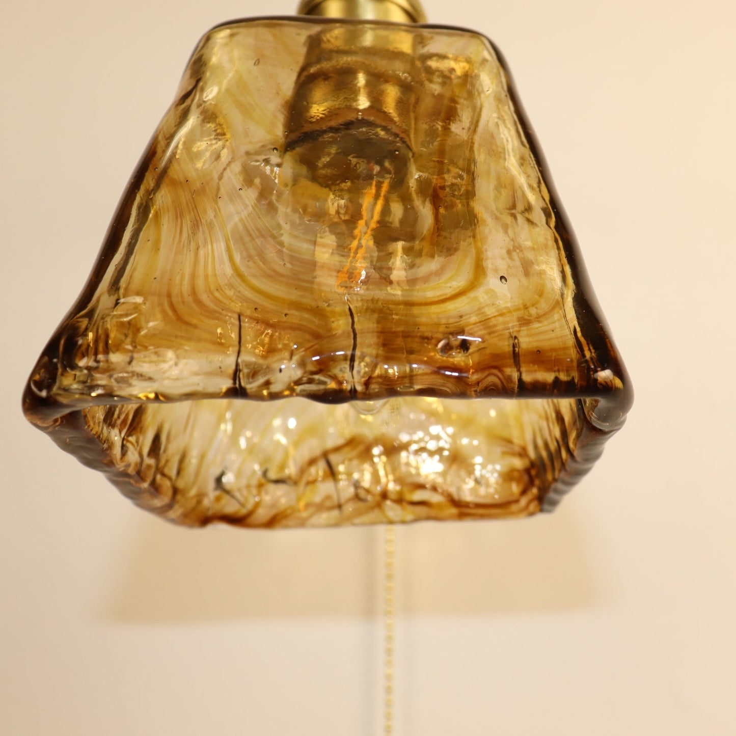 Brass Amber Square Glass Shade 1-Light Wall Sconce Lamp