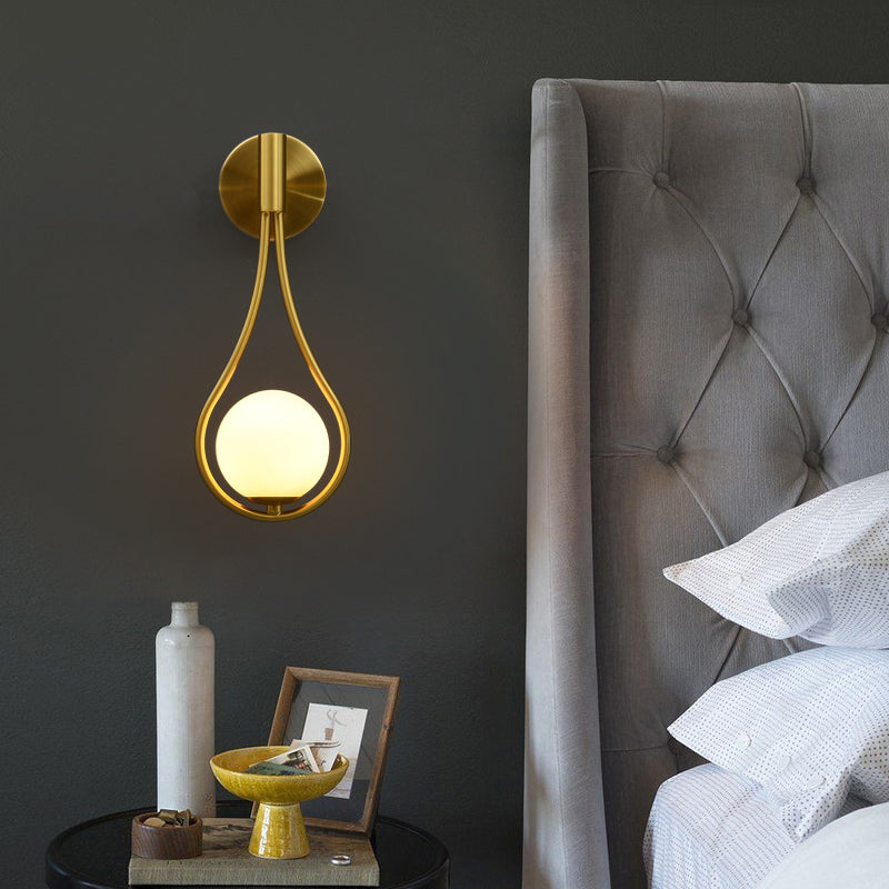 Teardrop Round Ball Iron Glass 1-Light Wall Sconce Lamp