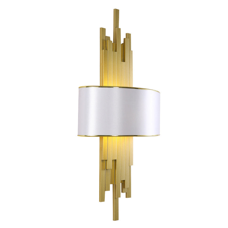 Modern Fabric Hardware Column 2-Light Wall Sconce Lamp
