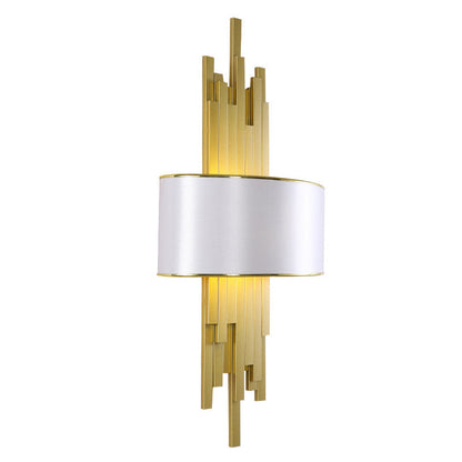 Modern Fabric Hardware Column 2-Light Wall Sconce Lamp