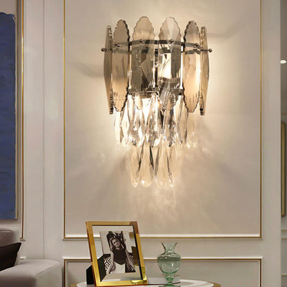 Luxury Crystal Multi-Layer Column 1-Light Wall Sconce Lamp