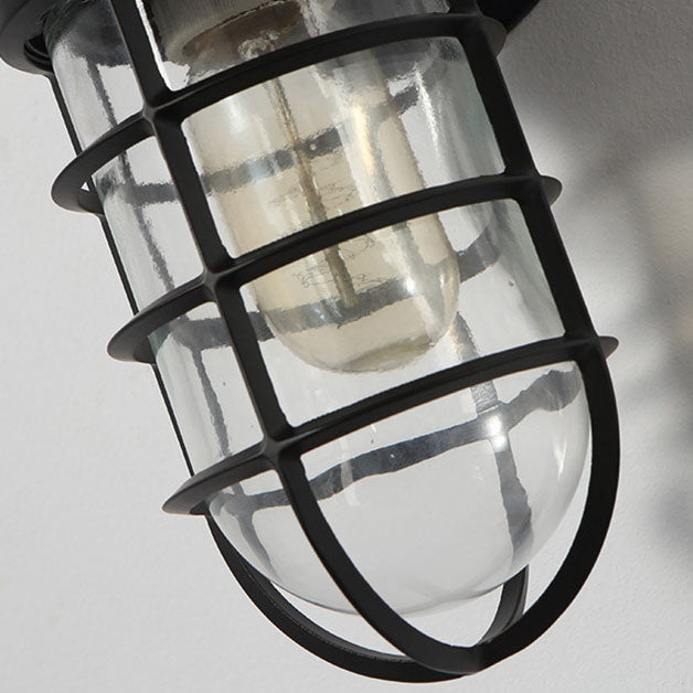 Colonial Cylinder Iron Glass 1-Light Wall Sconce Lamp