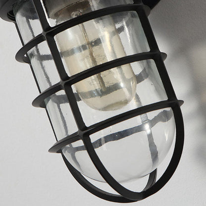 Colonial Cylinder Iron Glass 1-Light Wall Sconce Lamp