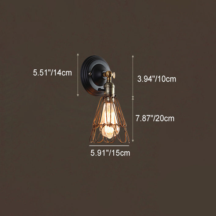 Retro Iron Bracket Shade 1-Light Wall Sconce Lamp