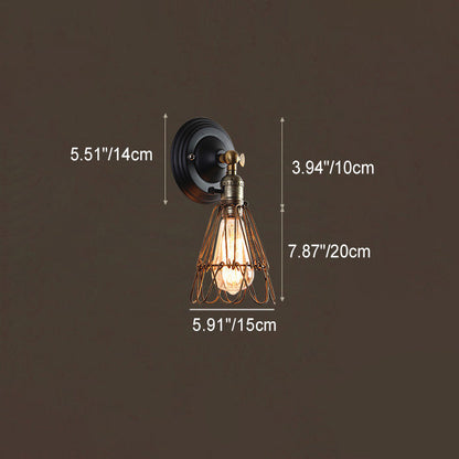 Retro Iron Bracket Shade 1-Light Wall Sconce Lamp