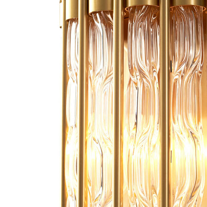 Rectangular Copper Glass 2/3 Light Wall Sconce Lamp