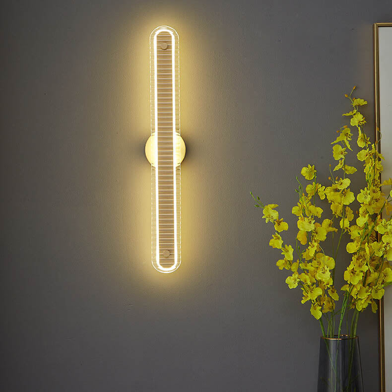 Modern Luxury Long Strip Copper Glass LED Wall Sconce Lamp