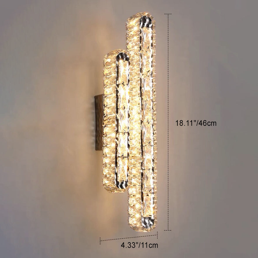 Stainless Crystal Elliptical Strip LED Wall Sconce Lamp