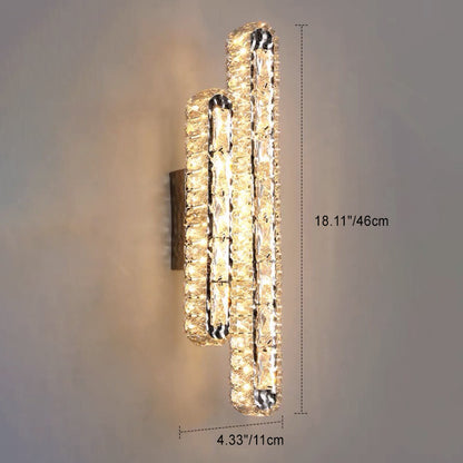 Stainless Crystal Elliptical Strip LED Wall Sconce Lamp