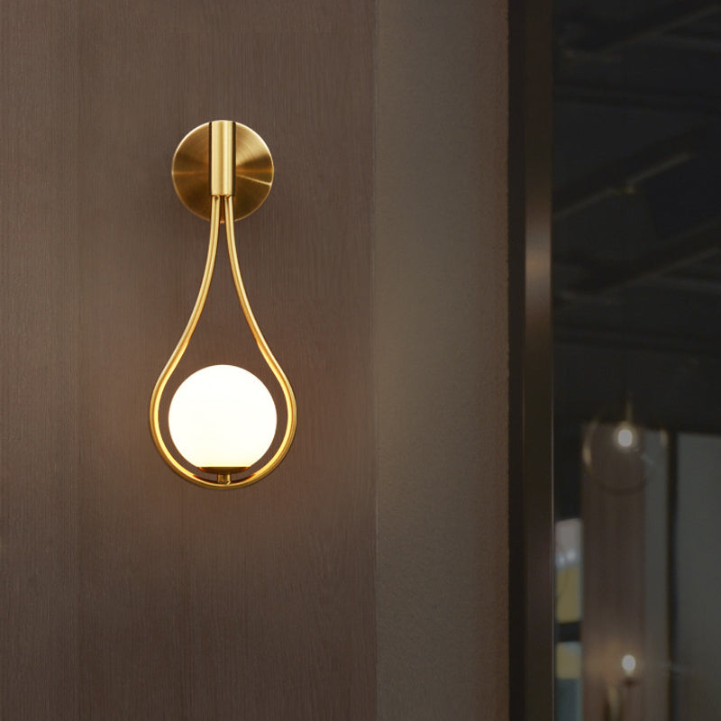Teardrop Round Ball Iron Glass 1-Light Wall Sconce Lamp