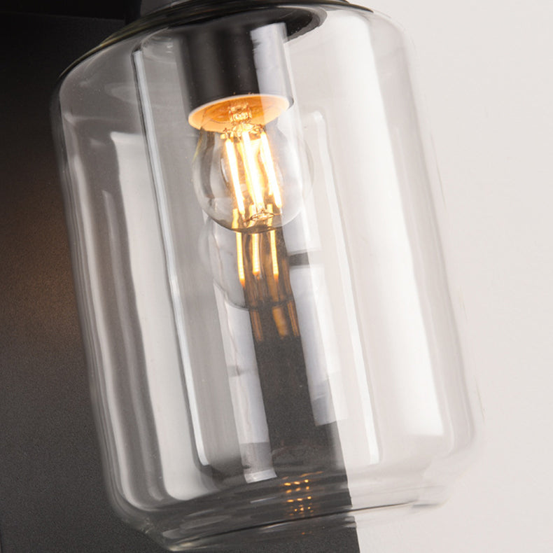 Waterproof Steel Cylinder Glass 1-Light Wall Sconce Lamp