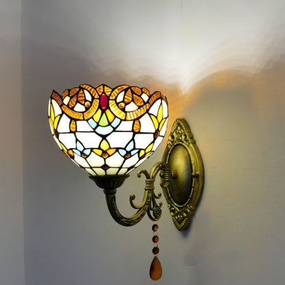 Tiffany Iron Stained Glass 1-Light Wall Sconce Lamp