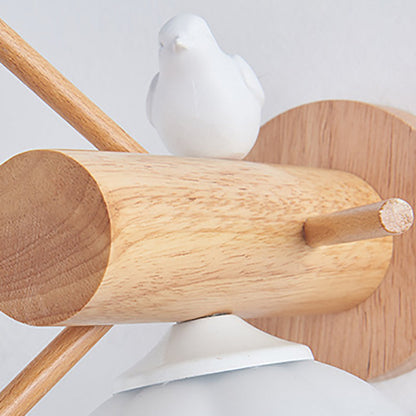 Minimalist Pumpkin Bird Wood PE 1-Light Wall Sconce Lamp