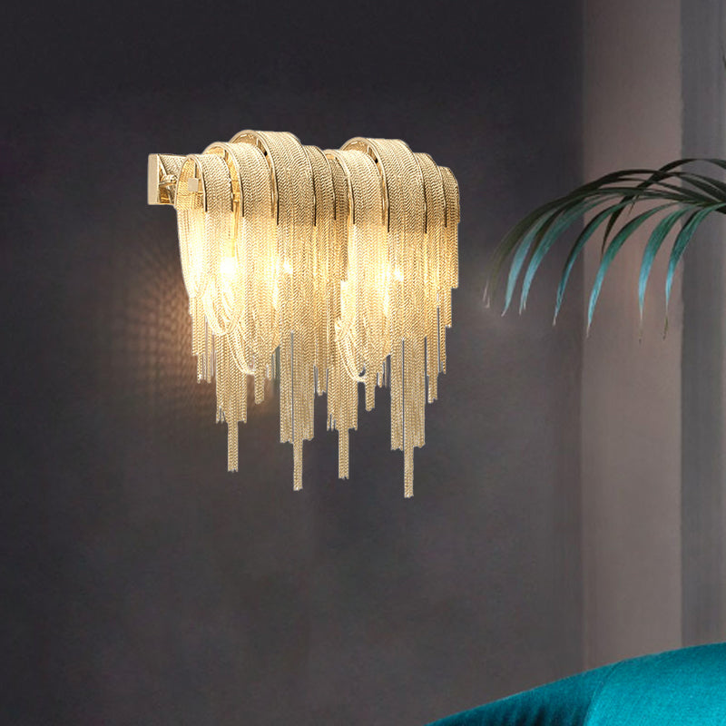 Iron Aluminum Tassel Chain 2/4 Light Wall Sconce Lamp