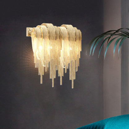 Iron Aluminum Tassel Chain 2/4 Light Wall Sconce Lamp