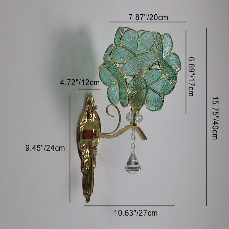 Tiffany Gold Frame Glass Metal 1-Light Wall Sconce Lamp