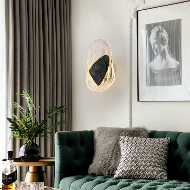 Art Deco Irregular Oval Glass Iron LED Wall Sconce Lamp