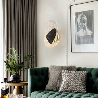 Art Deco Irregular Oval Glass Iron LED Wall Sconce Lamp