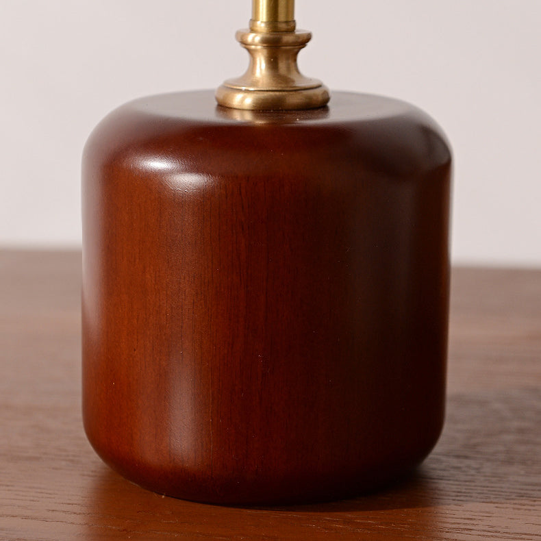 Contemporary Brass Wood Table Lamp