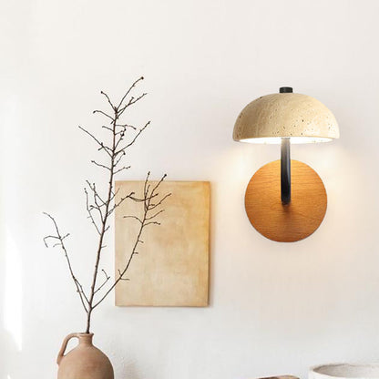 Japanese Iron Wood Umbrella Mushroom LED Wall Sconce Lamp