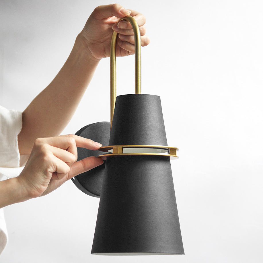 Scandinavian Iron Cylinder Horn 1-Light Wall Sconce Lamp