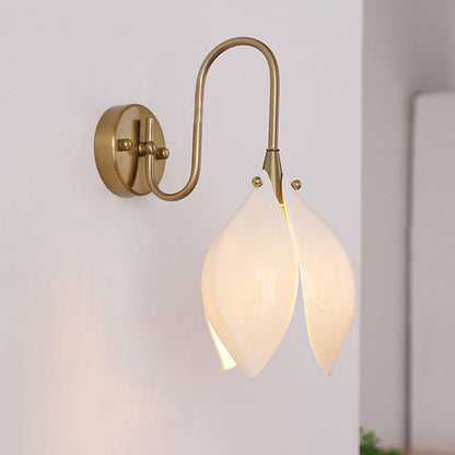 Ceramic Flower Shape Iron Frame 1-Light Wall Sconce Lamp