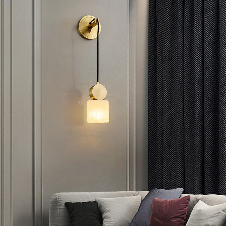 Light Square/Round Marble Shade 1-Light Wall Sconce Lamp