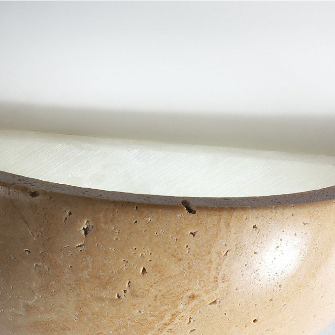 Japanese Travertine Half Circle 1-Light Wall Sconce Lamp