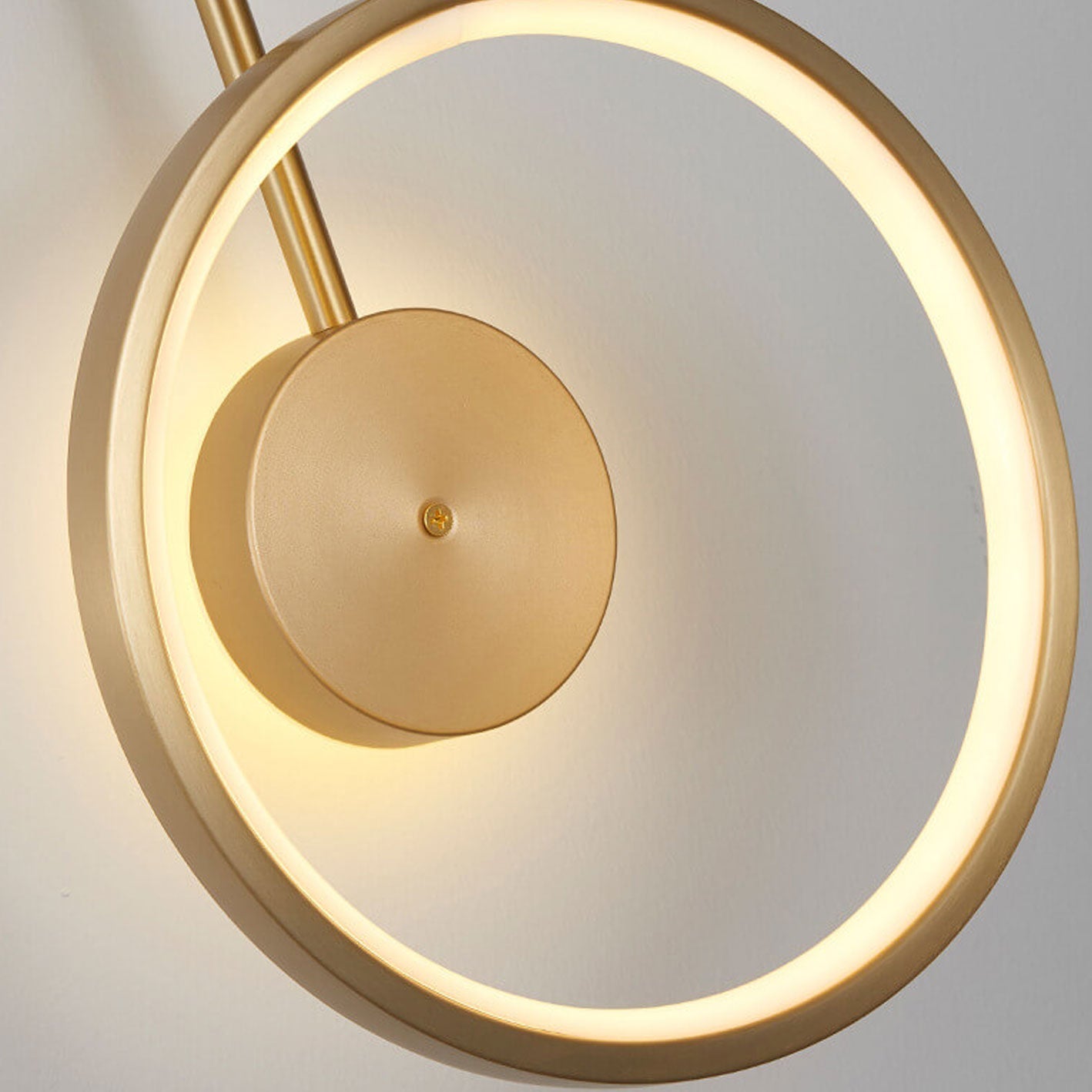 Light Full Copper Circle Curved Arm LED Wall Sconce Lamp