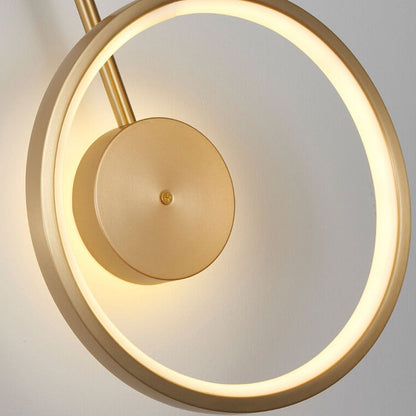 Light Full Copper Circle Curved Arm LED Wall Sconce Lamp