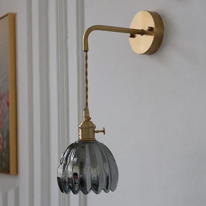 Art Deco Flower Bud Glass Shade 1-Light Wall Sconce Lamp