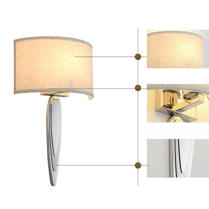 Fabric Mirror Stainless Steel 1-Light Wall Sconce Lamp