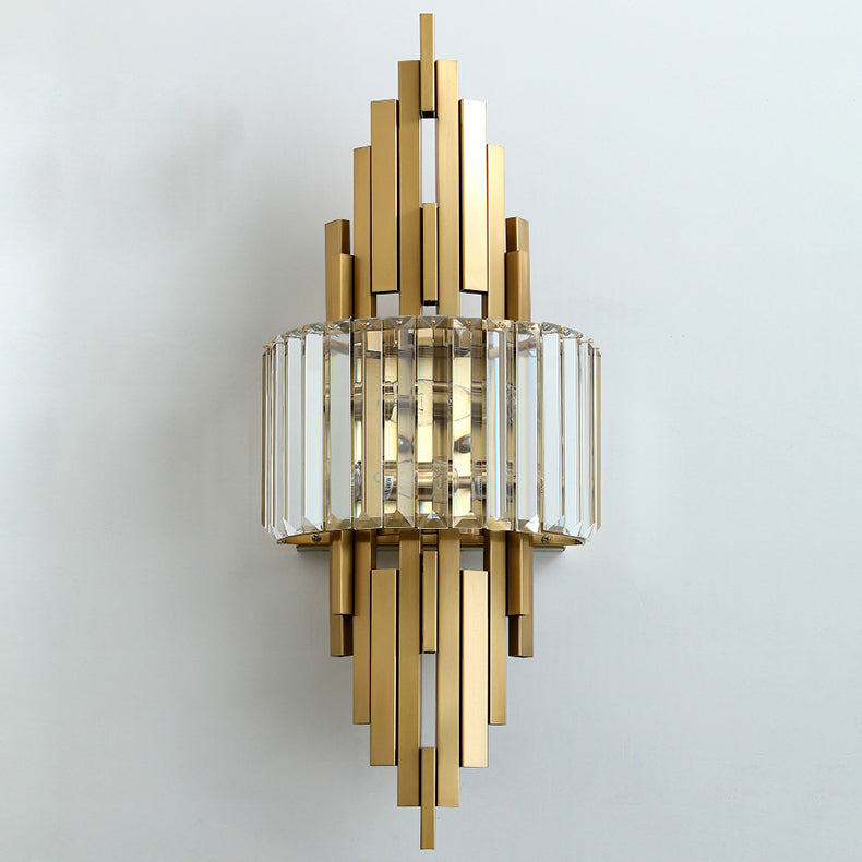 Metal Cylinder Strip Rhombic 2-Light Wall Sconce Lamp