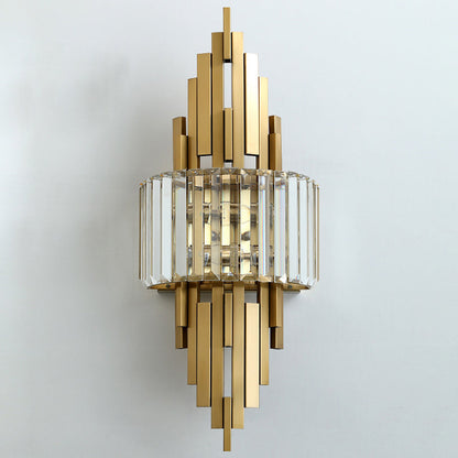 Metal Cylinder Strip Rhombic 2-Light Wall Sconce Lamp