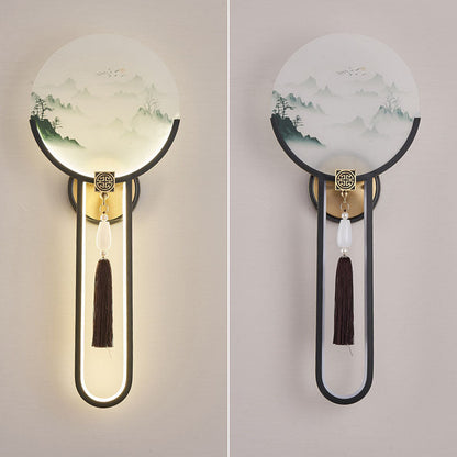 Traditional Chinese All-Copper Glass LED Wall Sconce Lamp
