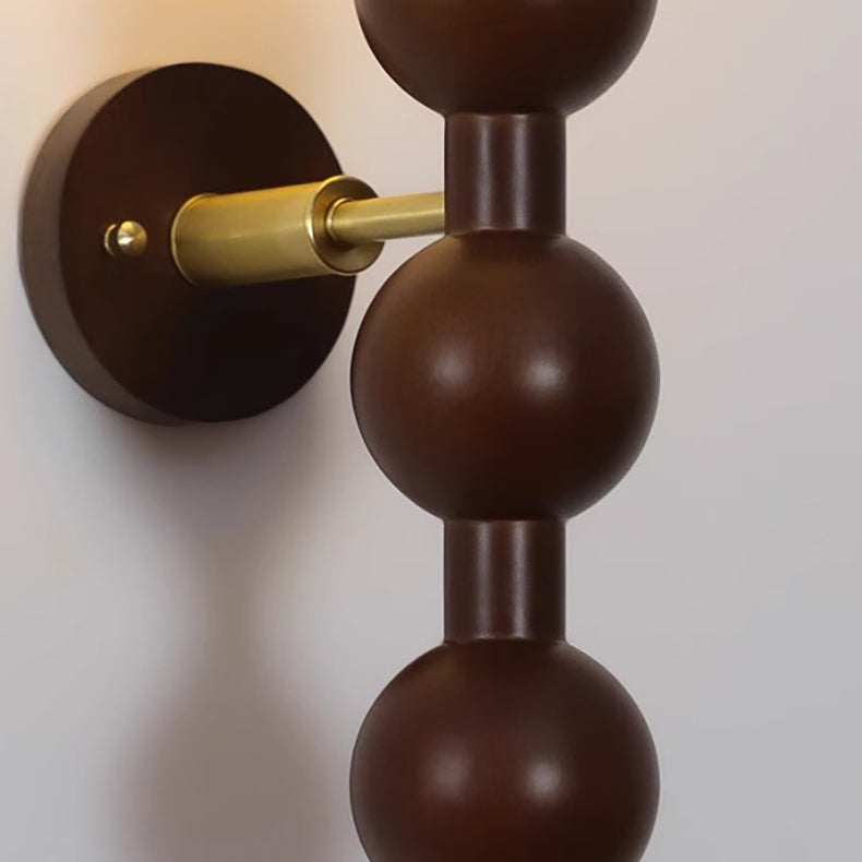 Cylinder Bead Wood Glass Metal 1-Light Wall Sconce Lamp