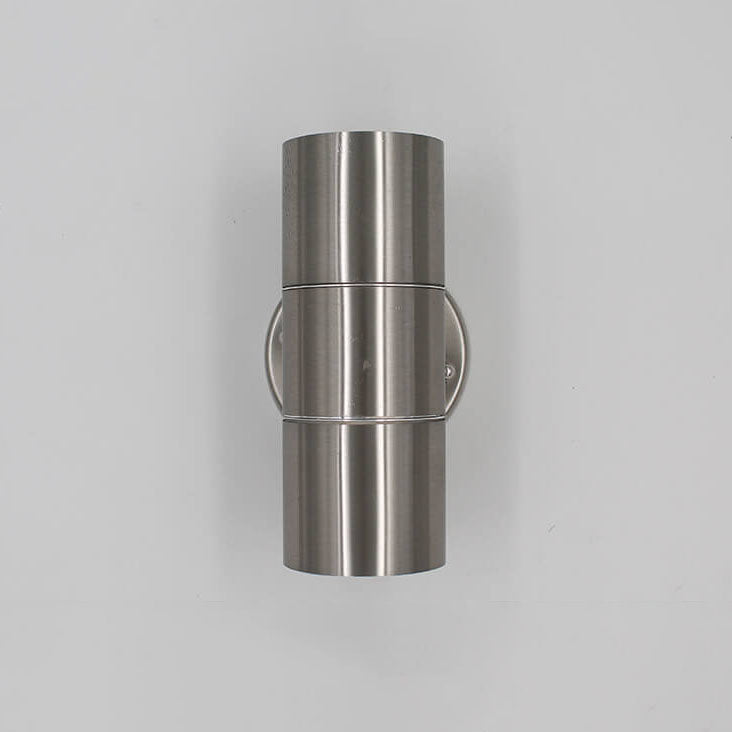 Stainless Steel Cylinder 2-Light Wall Sconce Lamp