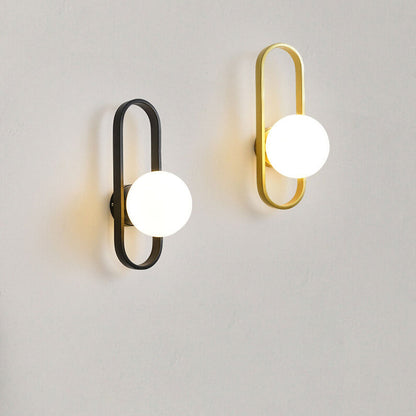 Minimalist Oval Ring Iron Glass 1-Light Wall Sconce Lamp