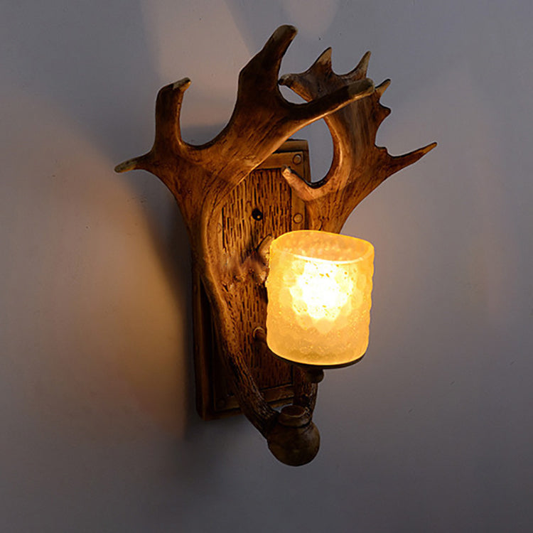 Scandinavian Cylinder Resin Glass 1-Light Wall Sconce Lamp