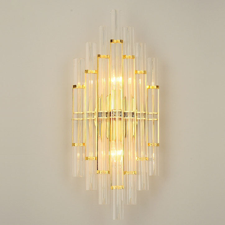 Crystal Column Rechargeable 2-Light Wall Sconce Lamp
