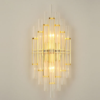 Crystal Column Rechargeable 2-Light Wall Sconce Lamp