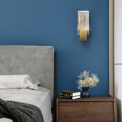 Minimalist Rectangular Copper Crystal LED Wall Sconce Lamp
