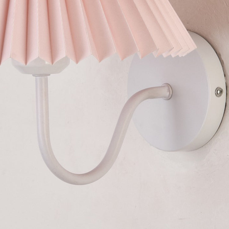 Mushroom Curved Rod Iron Fabric 1-Light Wall Sconce Lamp