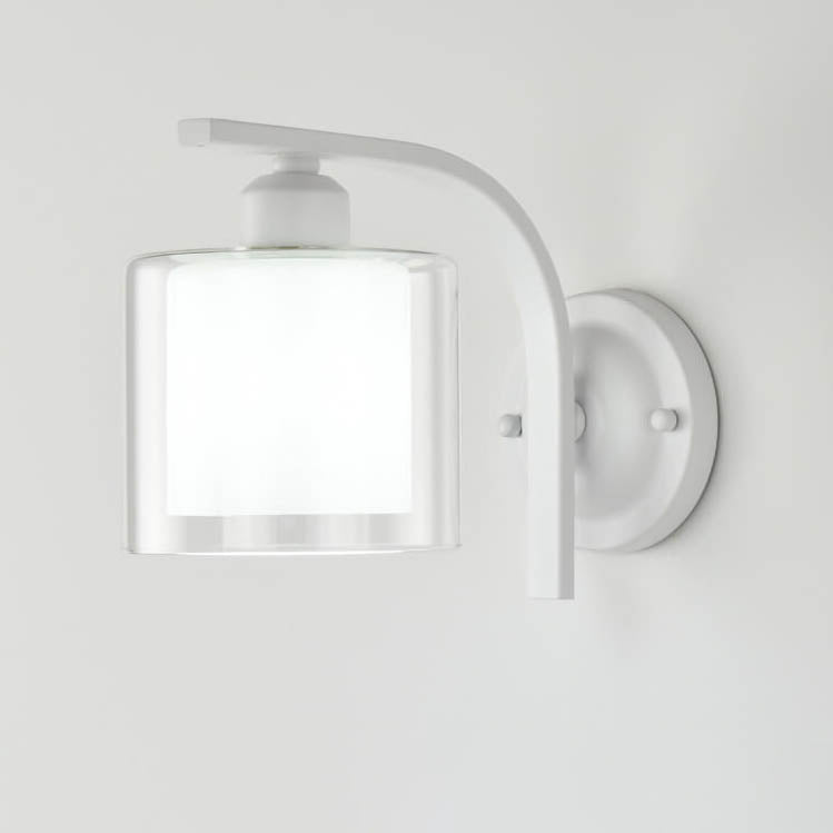 Deco Cylinder Cup Glass Metal 1-Light Wall Sconce Lamp